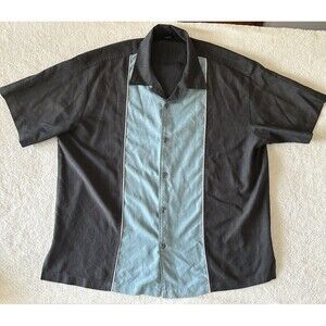 Steady Classics Rockabilly Retro Bowling Shirt 3X Gray Teal Colorblock Cosplay